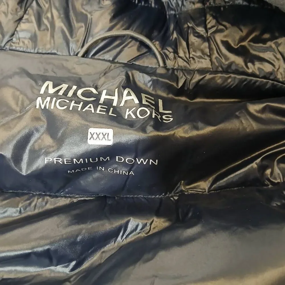 Michael kors mens 3xl premium down puffer jacket gray winter coat hoodie